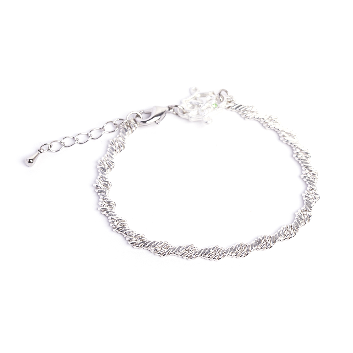 白ヘビと蛇行チェーンのブレスレット 緩やかな動きが魅力的