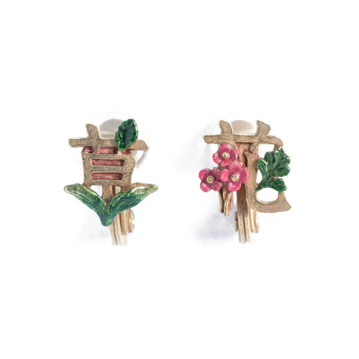 草花イヤリング /  Grass&Flower Clip Earrings