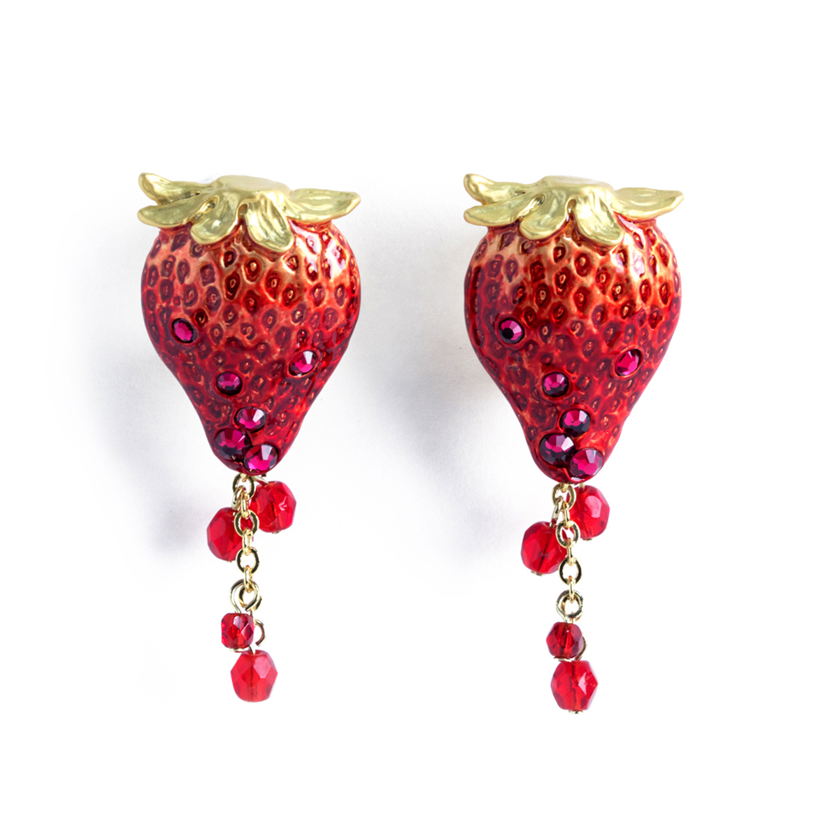 魅惑のイチゴイヤリング /  Enchanted Strawberry Clip Earrings
