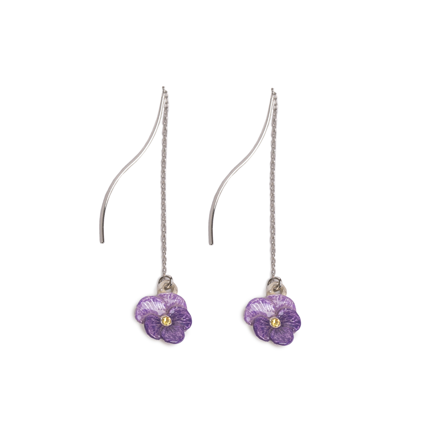 紫のビオラの花が揺れる繊細なアメリカンピアス