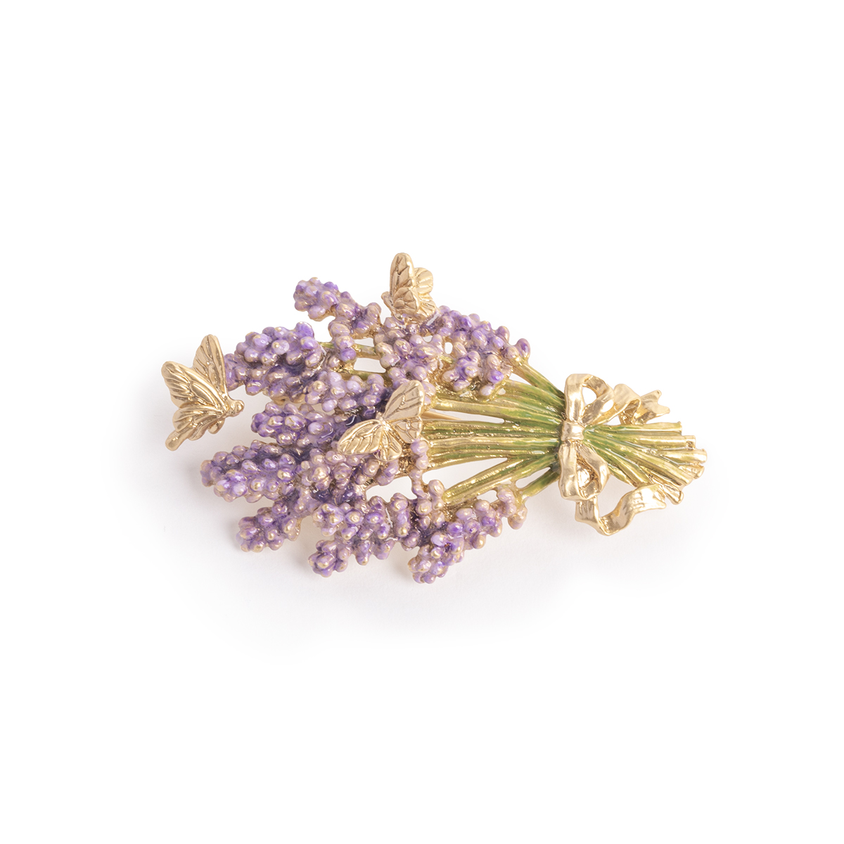 ラベンダーの花束を繊細に表現した上品なブローチ